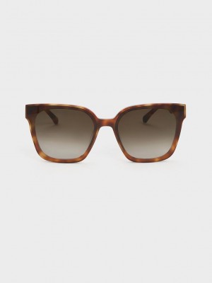 Charles & Keith Square Thick-Frame Sunglasses | BYHG-76309