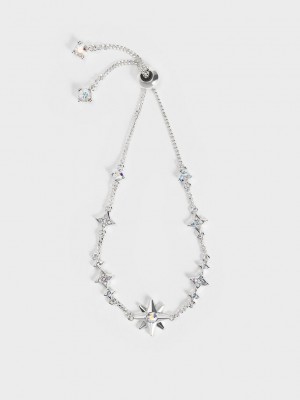 Charles & Keith Star Motif Crystal-Embellished Bracelet Gümüş | PMIF-79438