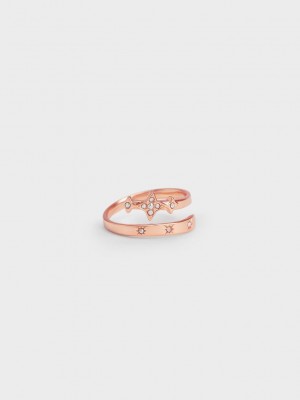 Charles & Keith Star Motif Crystal-Embellished Ring Pembe Altın | FPIY-92485