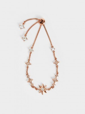 Charles & Keith Star Motif Crystal-Embellished Bracelet Pembe Altın | DIYF-32908