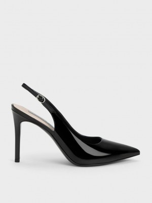 Charles & Keith Stiletto Heel Arkası Açık Pumps Siyah | VZLX-80269