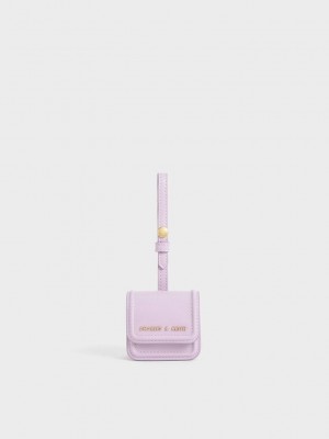 Charles & Keith Stitch-Trim AirPods Pouch Mor | CKFT-19240