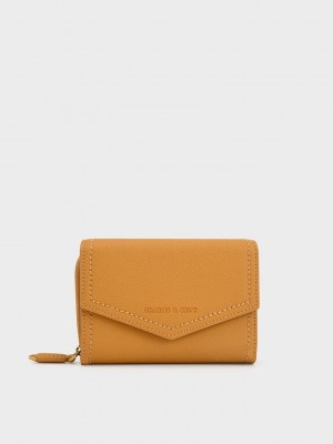 Charles & Keith Stitch Trim Envelope Wallet Turuncu | ONLG-35127