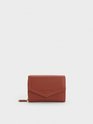 Charles & Keith Stitch Trim Envelope Wallet Bej Rengi | EDNM-32601