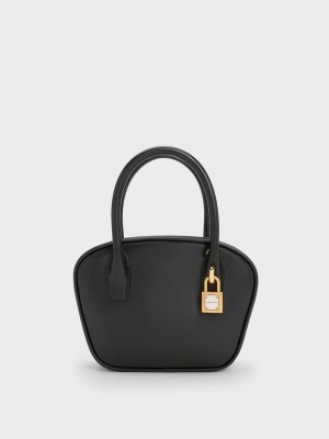 Charles & Keith Suki Padlock Tote Bag Siyah | MGXB-25971