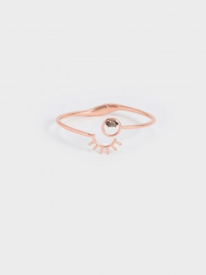 Charles & Keith Swarovski Crystal Cuff Bracelet Pembe Altın | EGHN-37052