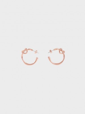 Charles & Keith Swarovski Crystal Embellished Heart Hoop Earrings Pembe Altın | YUMN-18375