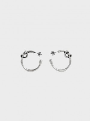 Charles & Keith Swarovski Crystal Embellished Heart Hoop Earrings Gümüş | XVZN-96170