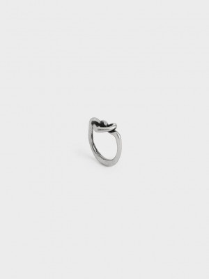 Charles & Keith Swarovski Crystal Embellished Heart Ring Gümüş | CKMQ-34756