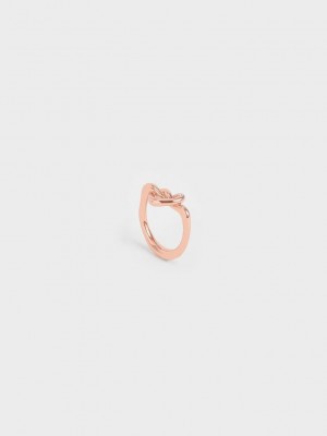 Charles & Keith Swarovski Crystal Embellished Heart Ring Pembe Altın | VSTA-64593