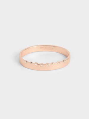 Charles & Keith Swarovski Crystal Studded Bracelet Pembe Altın | JTYK-84025
