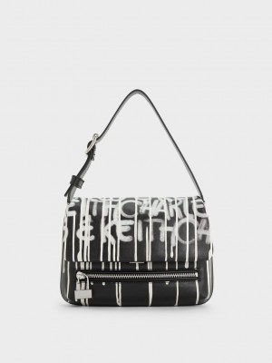 Charles & Keith Swing Graffiti-Print Chain-Handle Bag Renkli | FUER-51649