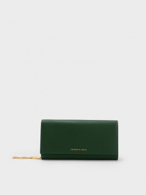 Charles & Keith Tassel Detail Long Wallet Koyu Yeşil | BQNS-78614