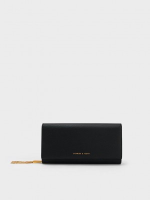 Charles & Keith Tassel Detail Long Wallet Siyah | AWKF-24309