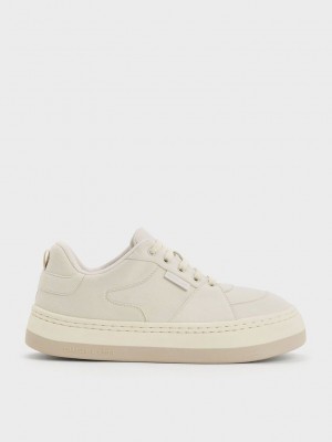 Charles & Keith Textured Low-Top Sneakers Açık Gri | SHDI-25749