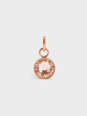 Charles & Keith Theodora Crystal Dangle Charm Pembe Altın | QSXY-87654
