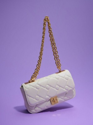 Charles & Keith Tillie Kapitone Chain Bag Krema | HIXP-21358