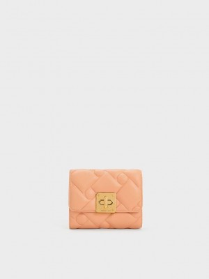 Charles & Keith Tillie Kapitone Wallet Turuncu | CTOP-79421