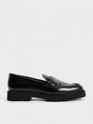 Charles & Keith Tıknaz Penny Loafers Siyah | JUBW-93508