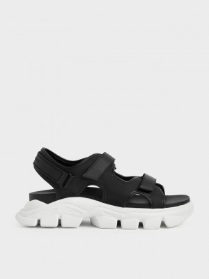 Charles & Keith Tıknaz Sports Sandals Siyah | ORVQ-78302