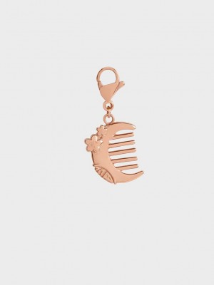 Charles & Keith Traditional Comb Charm Pembe Altın | GRZE-69520