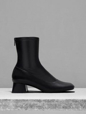Charles & Keith Trapeze Block Heel Ankle Boots Siyah | GQKA-23714