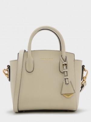 Charles & Keith Trapeze Tote Bag Beyaz | AKLS-89016