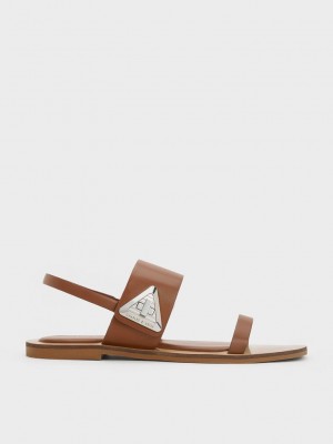 Charles & Keith Trice Double Askılı Sandals Kahverengi | GRTM-85736