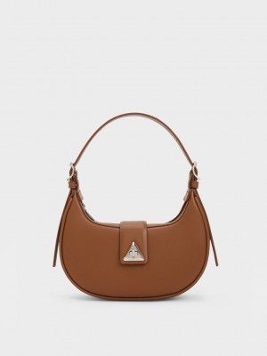 Charles & Keith Trice Metallic Accent Belted Shoulder Bag Kahverengi | FIKM-75932