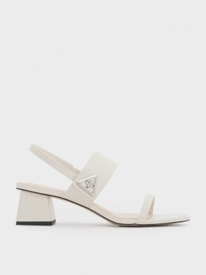 Charles & Keith Trice Metallic Accent Block Heel Sandals Pembe | IRGB-49027