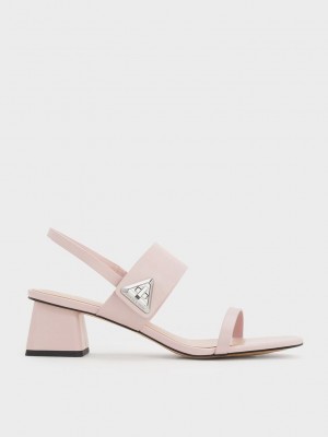 Charles & Keith Trice Metallic Accent Block Heel Sandals Bej Rengi | ZNAS-16953