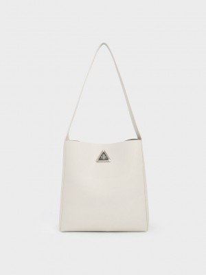 Charles & Keith Trice Metallic Accent Large Hobo Bag Pembe | GWQF-65493