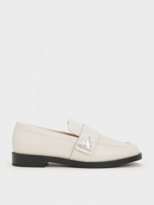 Charles & Keith Trice Metallic Accent Loafers Pembe | OIDR-02178