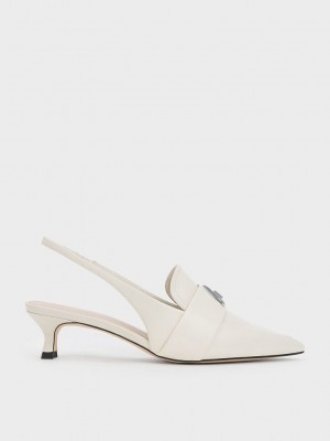 Charles & Keith Trice Metallic Accent Pointed-Burunlu Arkası Açık Pumps Pembe | RYJB-84675