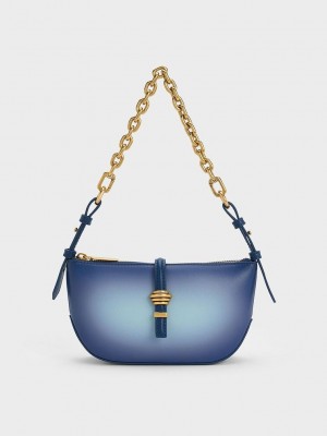 Charles & Keith Trudy Ombre Belted Geometric Bag Lacivert | PSCJ-70815
