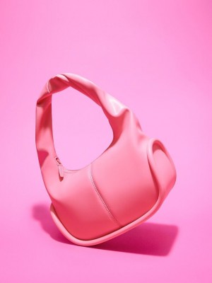 Charles & Keith Tubular Slouchy Hobo Bag Pembe | UNYH-53726
