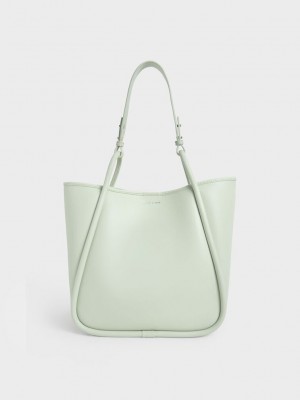 Charles & Keith Tubular Slouchy Tote Bag Nane Yeşil | KYFI-63210