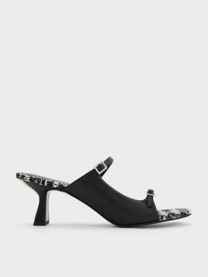 Charles & Keith Tweed Double Askılı Topuklu Mules Renkli | JOWN-57612