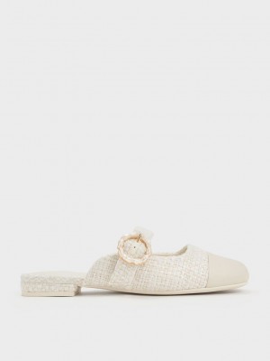 Charles & Keith Tweed Pearl Tokalı Mary Jane Mules Pembe | SUFJ-27456