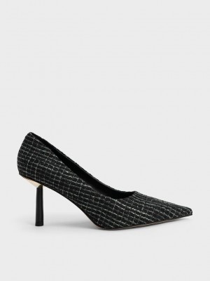 Charles & Keith Tweed Pointed-Burunlu Cylindrical Heel Pumps Renkli | XHLG-24638