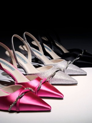 Charles & Keith Twist Detail Glittered Arkası Açık Pumps Gümüş | BLHV-09236