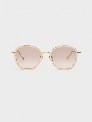 Charles & Keith Twisted Metallic Butterfly Sunglasses Mercan | KRQB-79841