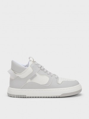 Charles & Keith Two-Tone High-Top Platform Sneakers Açık Gri | VTJU-56198