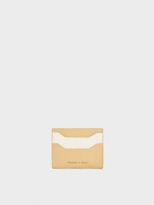 Charles & Keith Two-Tone Multi-Slot Card Holder Bej Rengi | QHEC-28056