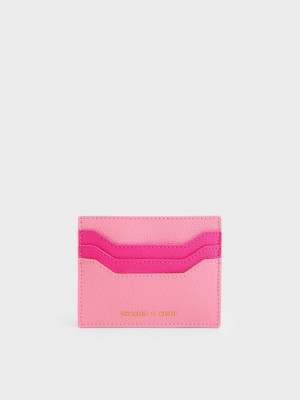 Charles & Keith Two-Tone Multi-Slot Card Holder Pembe | LRMY-03492
