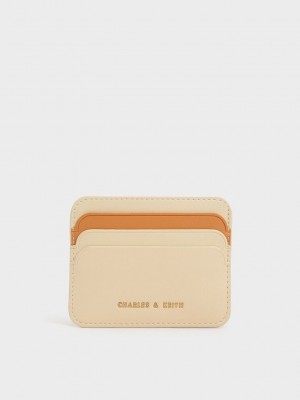 Charles & Keith Two-Tone Rounded Card Holder Bej Rengi | LUKI-36970