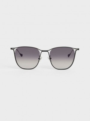 Charles & Keith Two-Tone Wire Frame Butterfly Sunglasses Siyah | BZKR-91740
