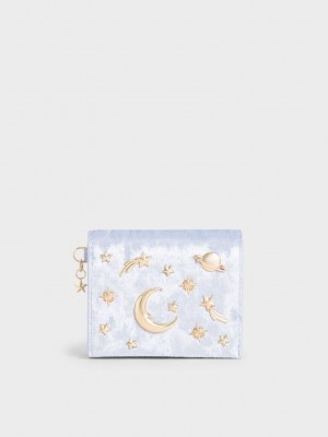 Charles & Keith Velvet Embellished Card Holder Açık Mavi | YMOE-97486