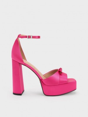 Charles & Keith Verona Recycled Polyester Platform Sandals Pembe | CIYD-79534