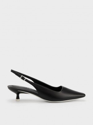 Charles & Keith Vita Square-Burunlu Arkası Açık Pumps Siyah | OKTX-62931